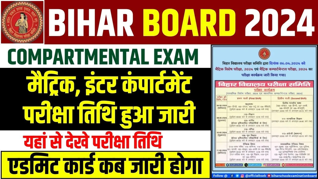Bihar Board Compartmental Exam Admit Card 2024