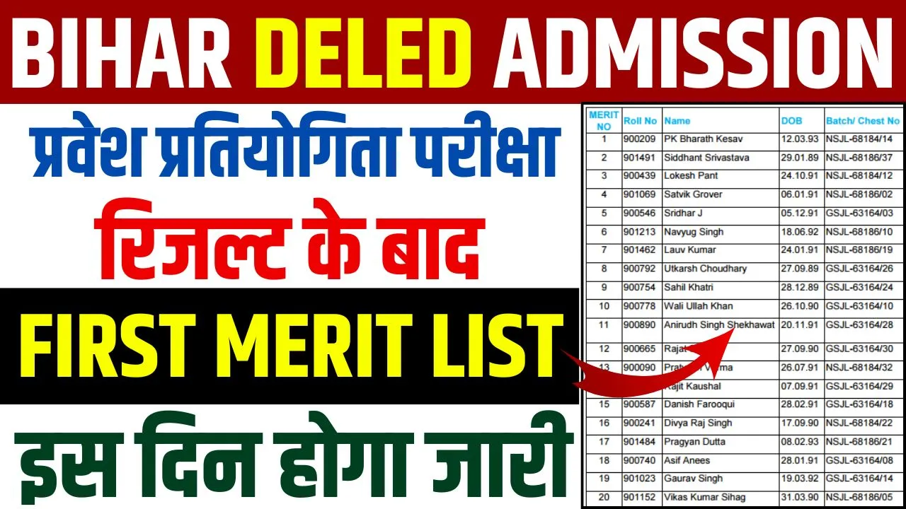 Bihar DELED 1st Merit List 2024