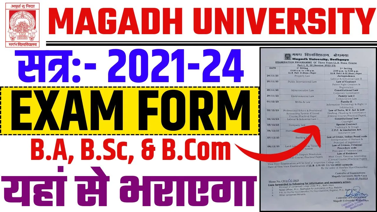 Magadh University Part 3 Exam Form 2021-24
