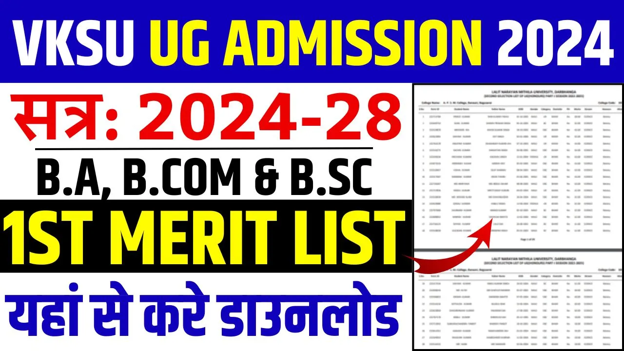 VKSU UG 1st Merit List 2024-28